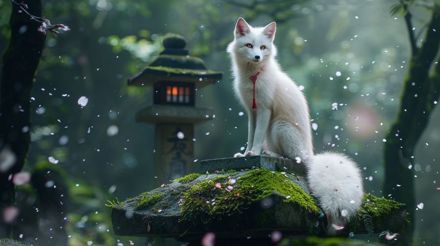 宇迦之御魂神（うかのみたまのかみ）が祭られている稲荷神社の使いといわれる白狐