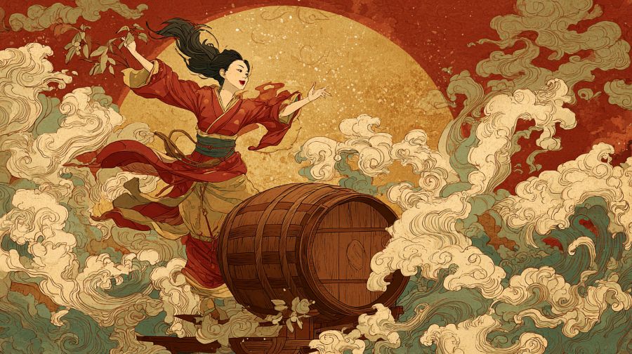 芸能や神楽の祖神・天鈿女命(アメノウズメ)のイラスト