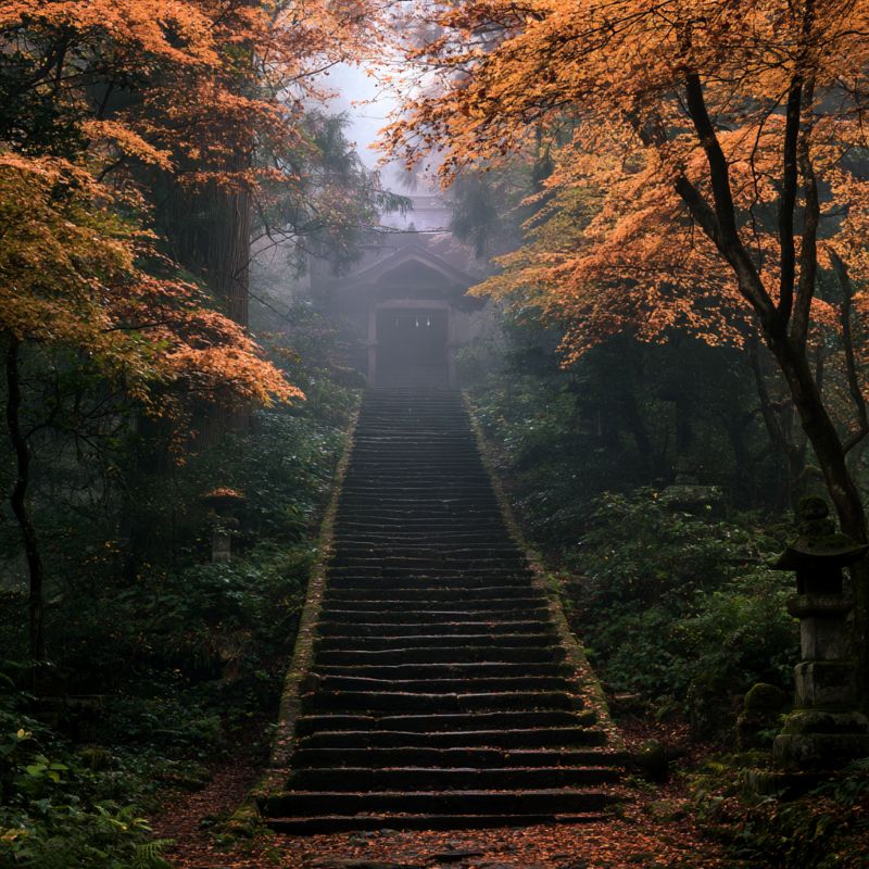 神在月に参拝したい島根の神社の風景。秋の深まる静寂な境内の佇まい