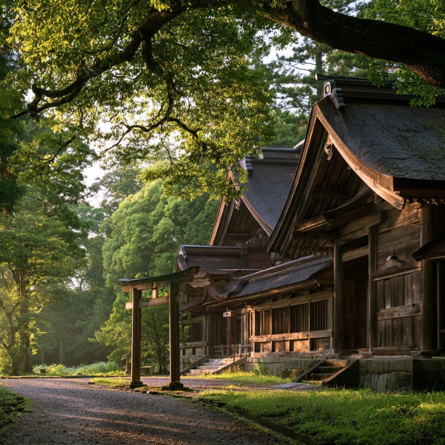 木俣神(御井神)を祀る島根県出雲市の神話時代の御井神社の境内の様子